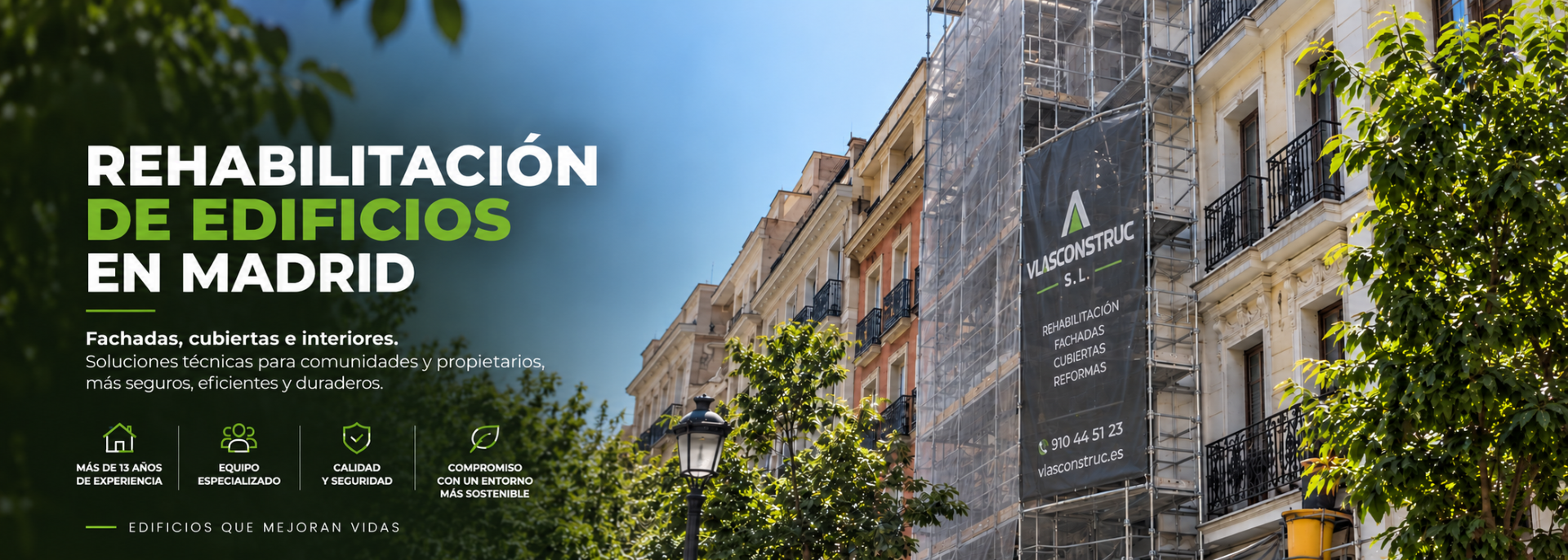 Rehabilitación de edificios en Madrid - VLASCONSTRUC